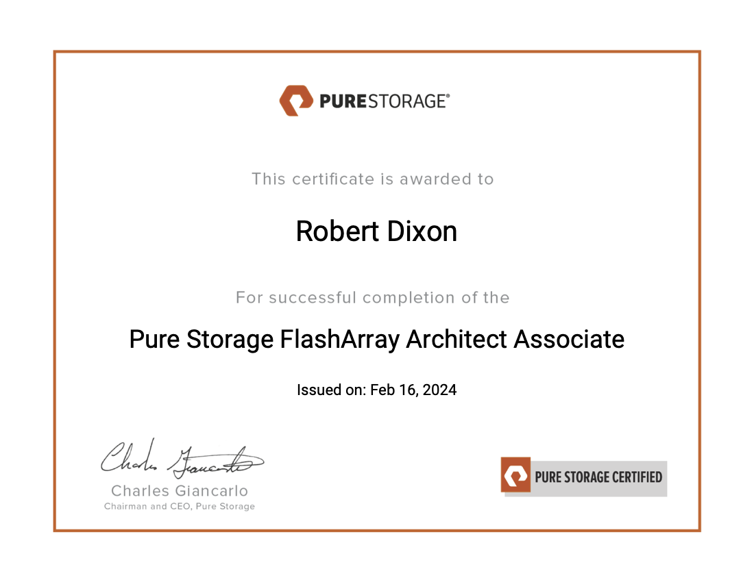 Pure Storage FlashArray Architect Associate