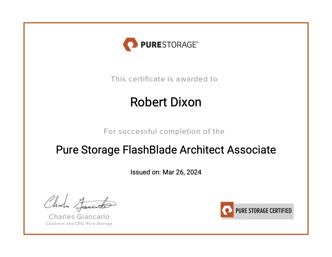 Pure Storage FlashBlade Architect Associate